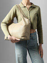 Schoudertas Caviar Leder Milano Beige caviar CA25061-vue-porte